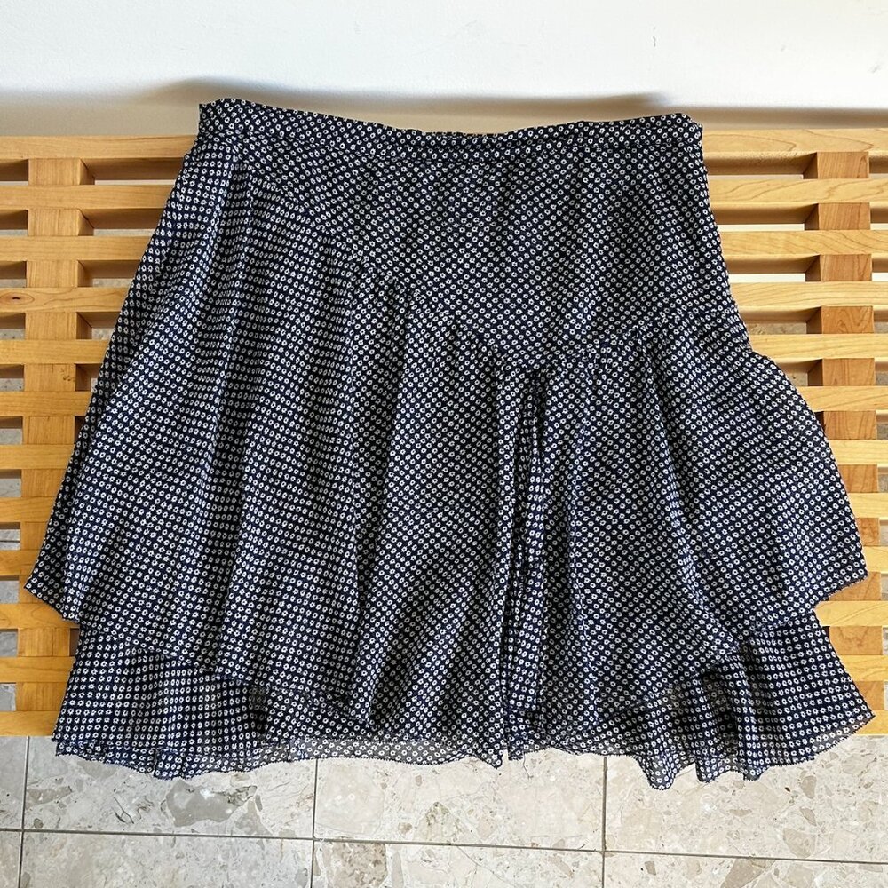 Joie Navy Printed Tiered Mini Skirt | Boho Flowy